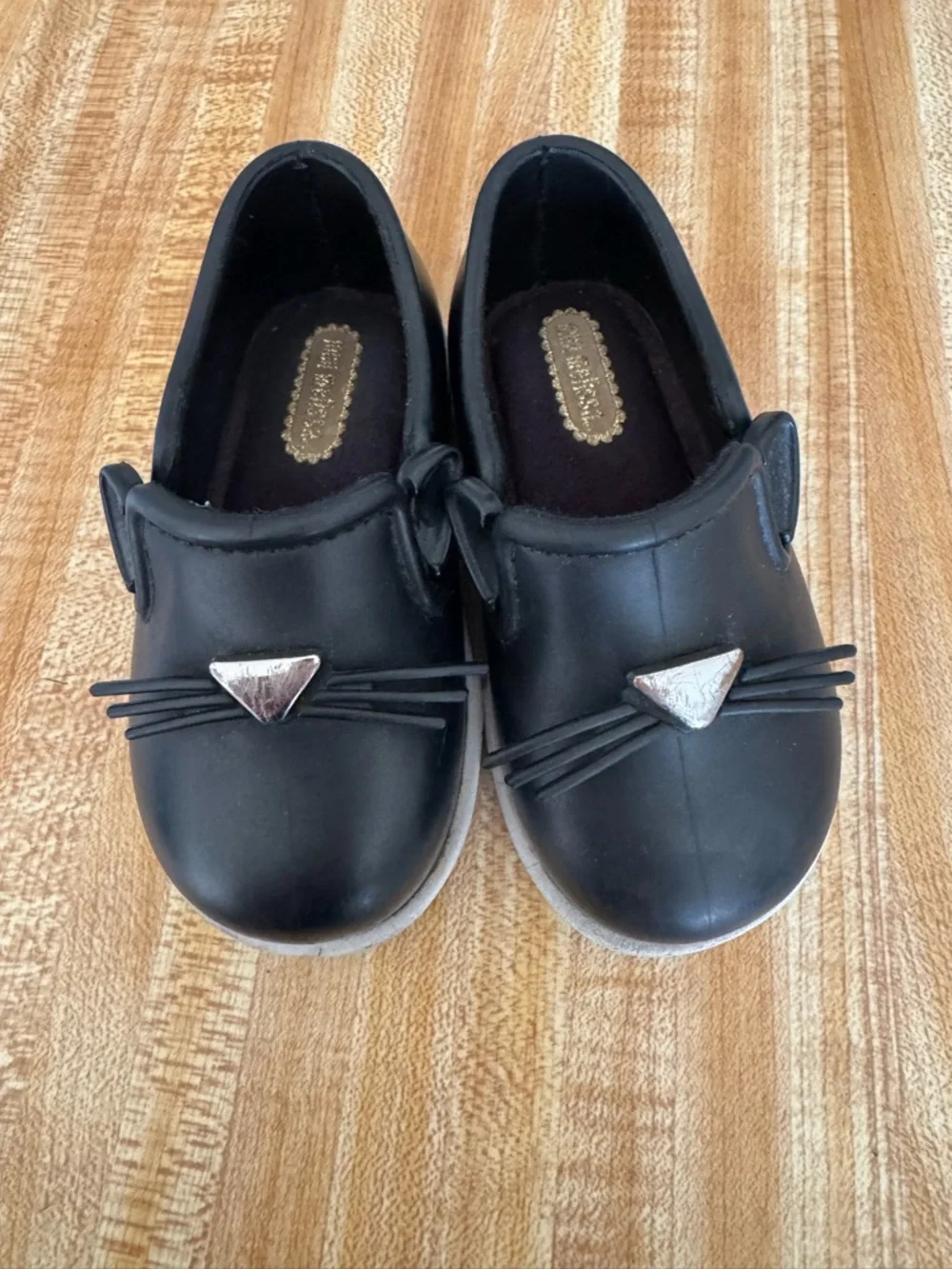 Mini Melissa Black Cat Moccasin Slip-Ons